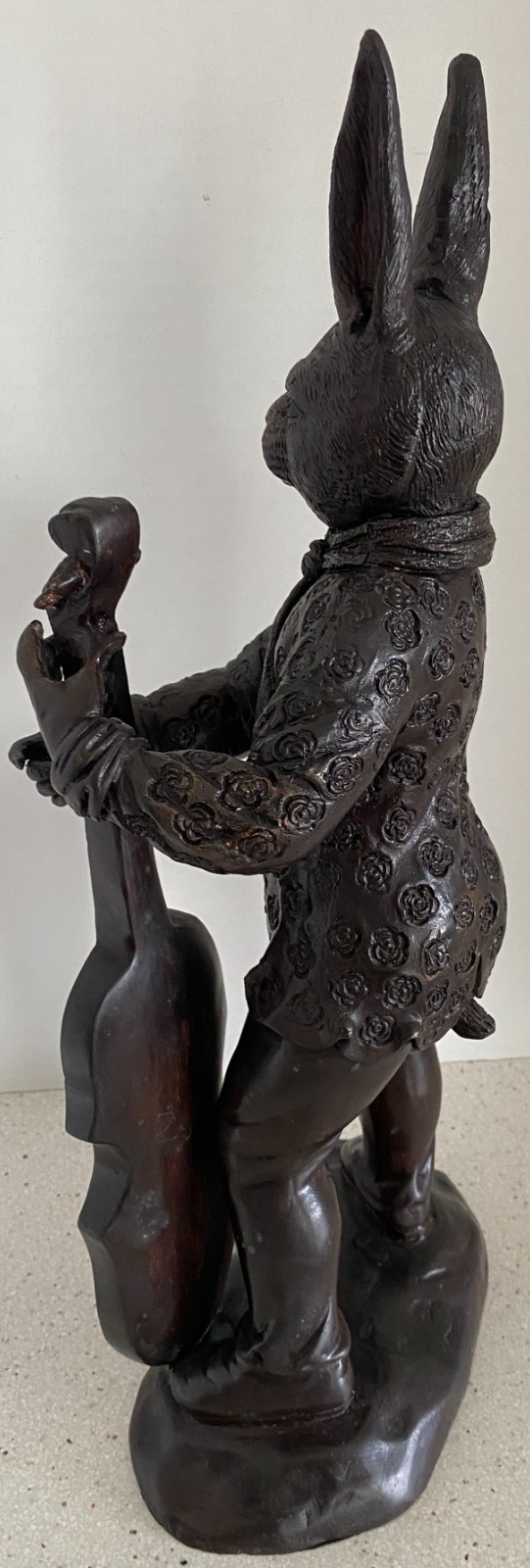 Vtg 17" Bronze Anthropomorphic Rabbit Sculpture Playing Cello Maitland Smith MCM