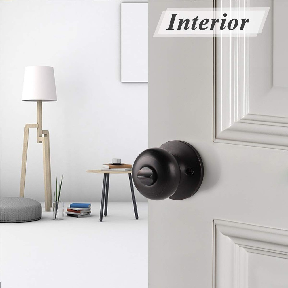Probrico Keyless Privacy Door Knobs Oil Rubbed 1 Pack, Bronze