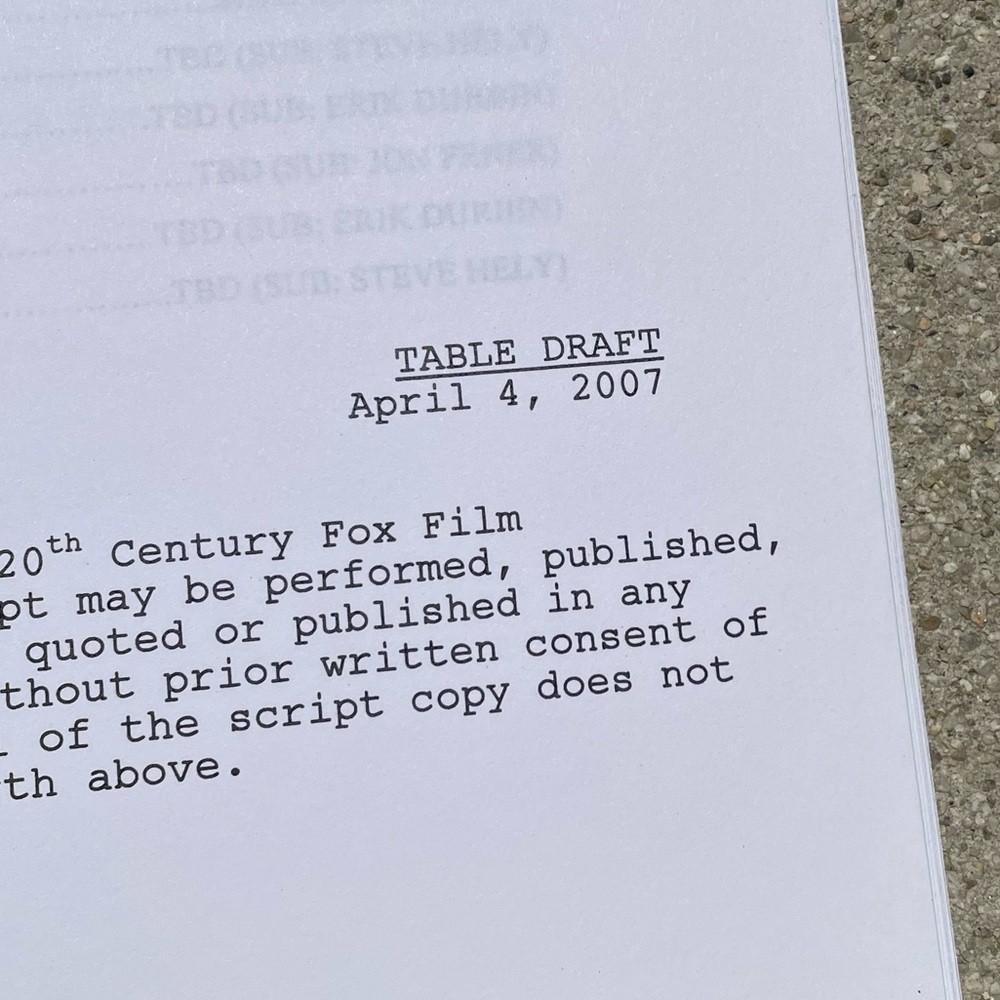American Dad Original 2007 Production Table Draft Script Pulling Double Booty