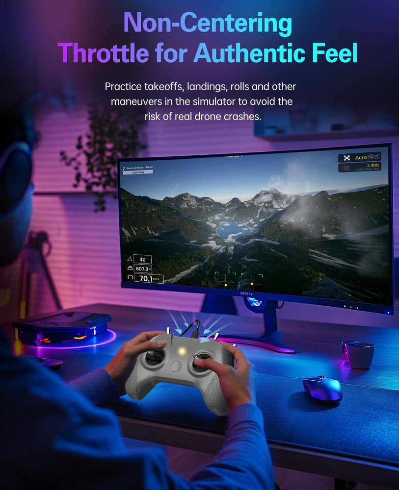 FLYDrone S8 Pro Drone Simulator Controller for FPV Beginner Pilots Grey