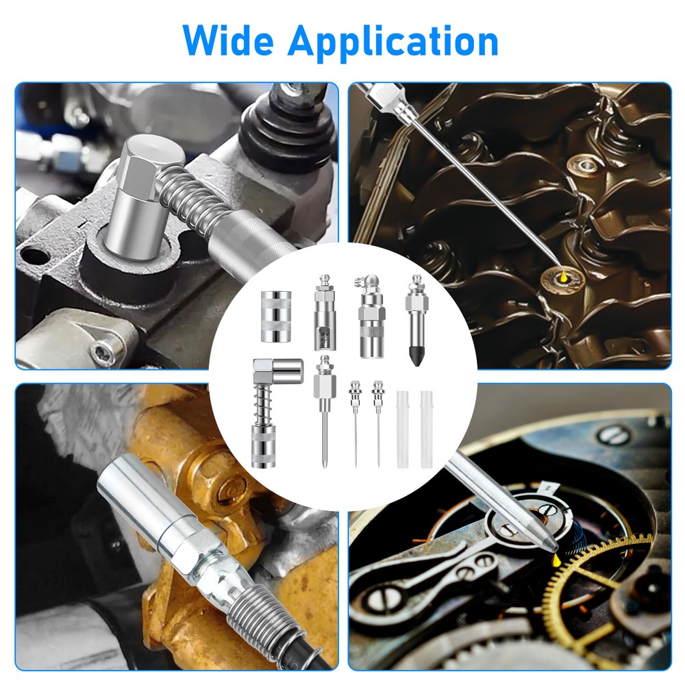 8pcs Grease Needle Tip Accessory Set,Injector Nozzle Dispenser 90 Degree Coupler