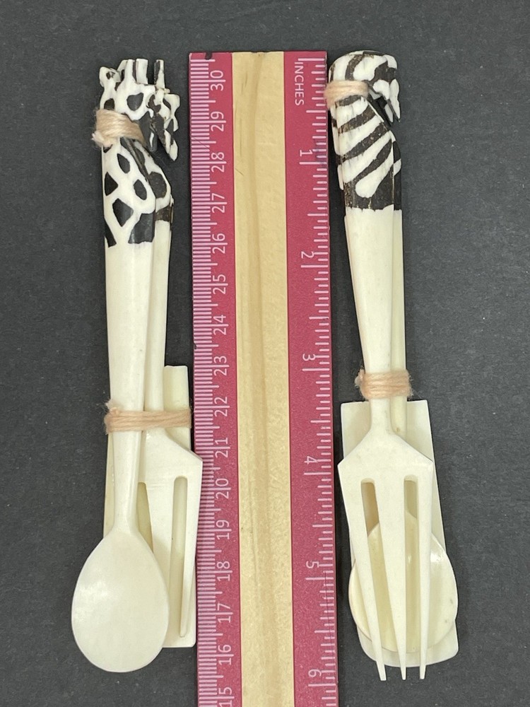 6 Batik Bone Serving Utensils Hand Crafted In Kenya
