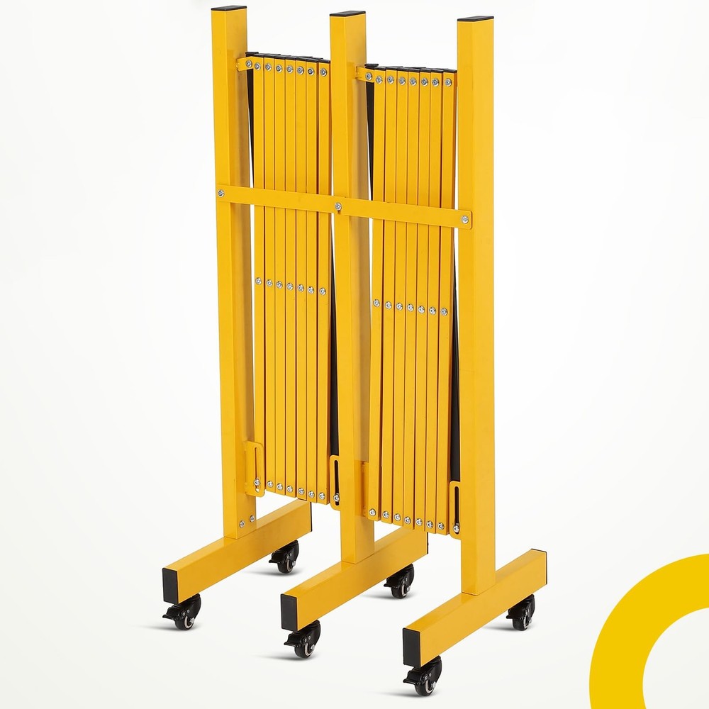 8FT Traffic Barricade with Casters, Expandable Barricade, Folding Security Gate