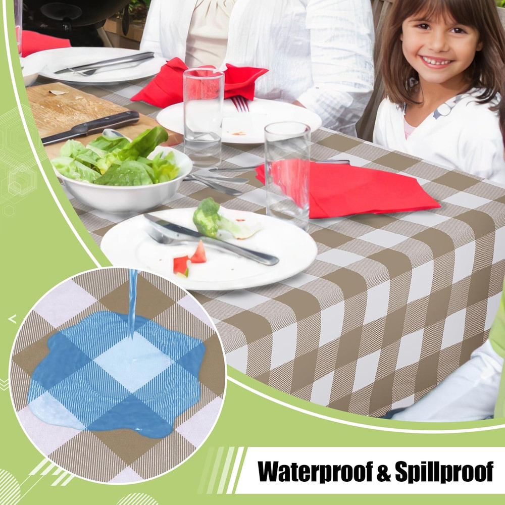 Smiry Rectangle Vinyl Table Cloth, Waterproof Buffalo Flannel Backed Tablecloth,