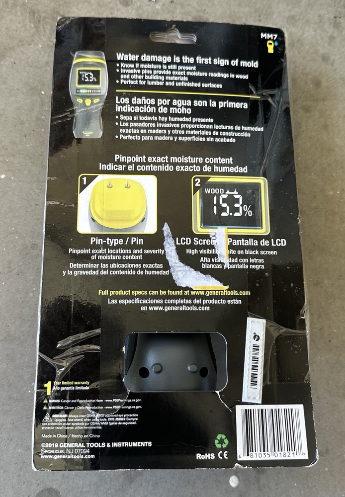 General Pin-Type Moisture Meter Detect Mold Prevention LCD Screen MM7 NEW