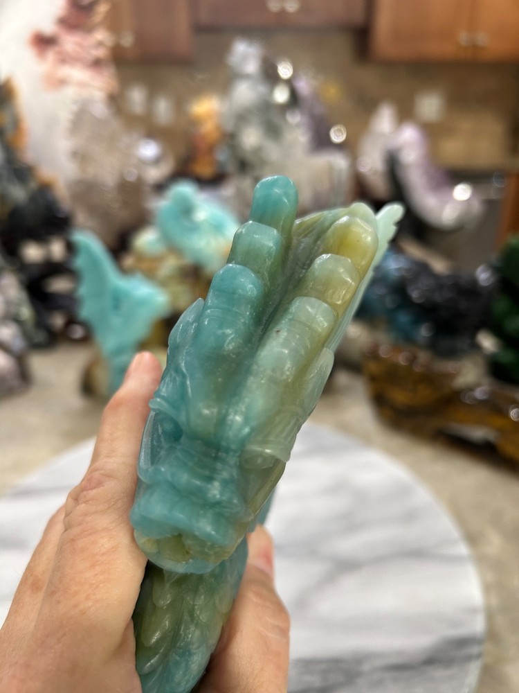 Blue Amazonite Dragon hand carved