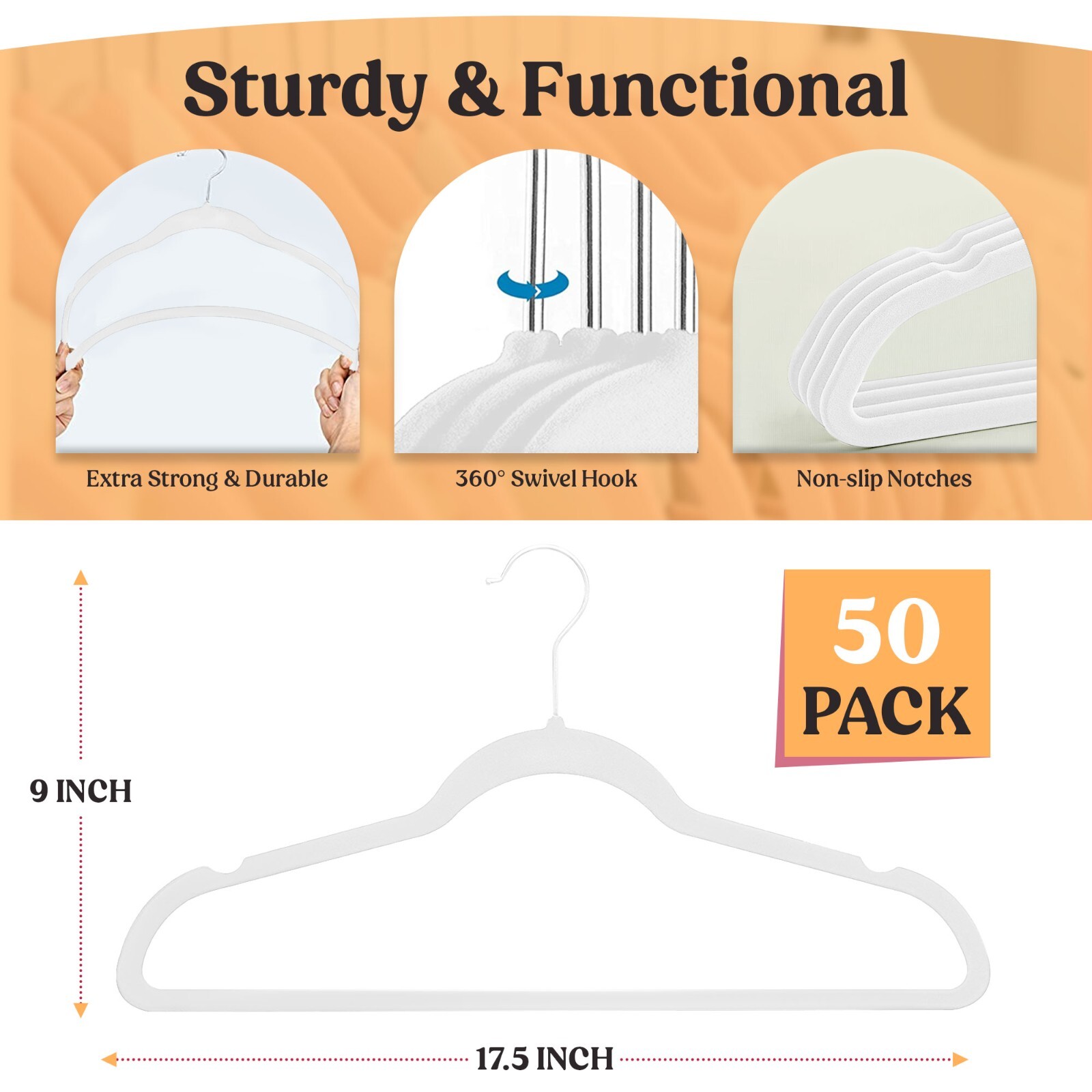 30/50 Pack Velvet Cloth Hangers Premium Lightweight Space Sever Non Slip Hanger