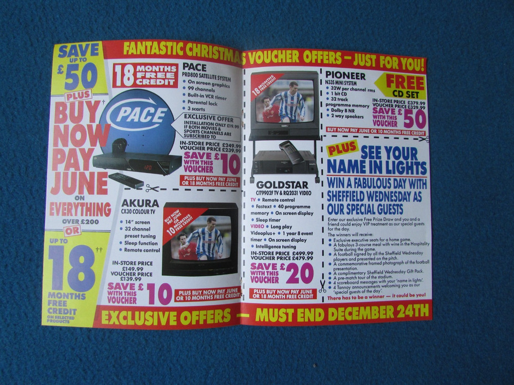 SHEFFIELD WEDNESDAY Home Power Leaflet 1993
