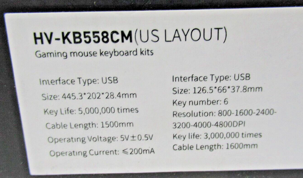 Havit Game Series Magic Eagle White-rainbow back lit keyboard and mouse