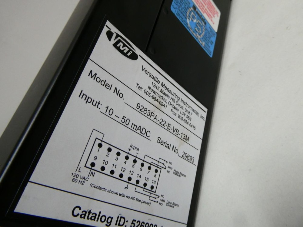 Versatile Measuring Instruments 9283PA-22-E-VB-13M Panel Meter 0-820cm 10-50madc