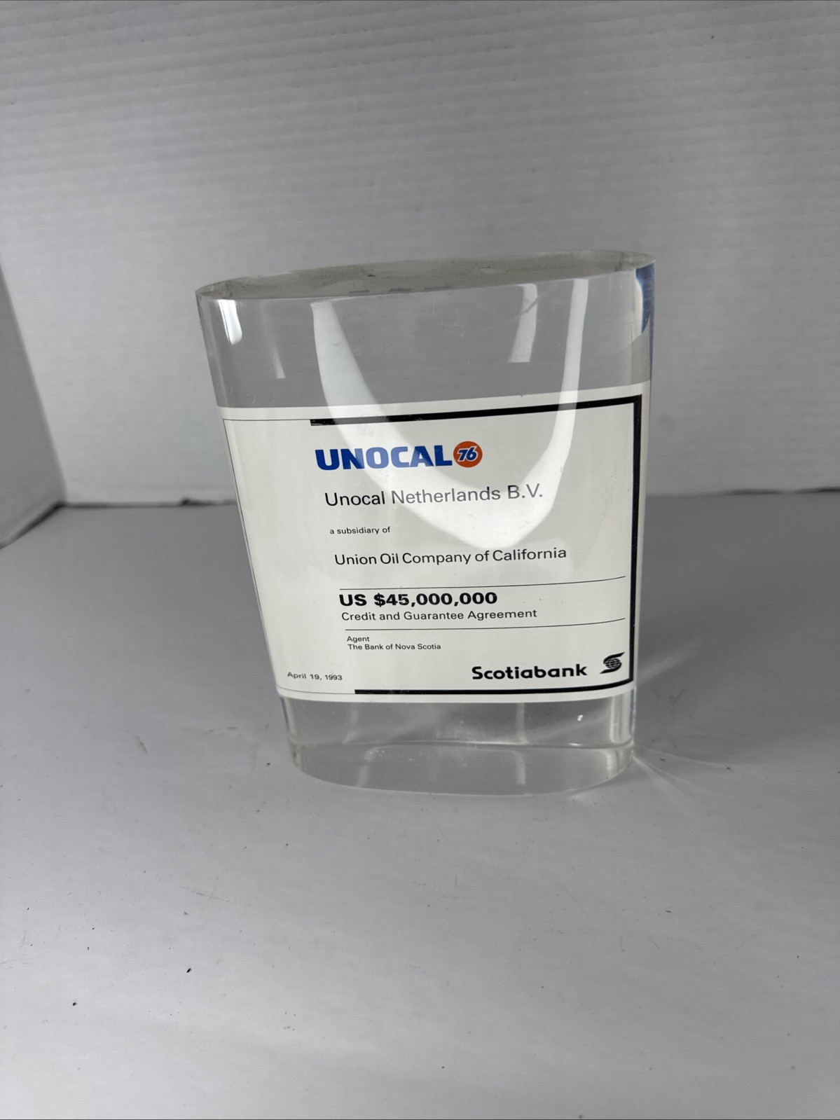 Vintage 1993 Union 76 Unocal Scotiabank Netherlands Memorabilia plaque