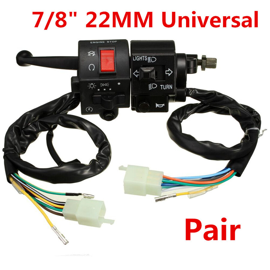 1 Pair Motorcycle 7/8" Handlebar Horn Light Headlight On/Off Switch Controller