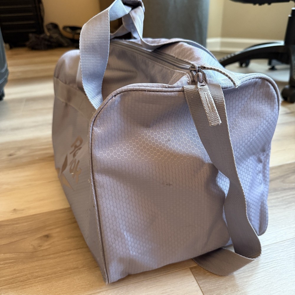 Reebok Gray Honeycomb Ripstop Duffel Bag Logo