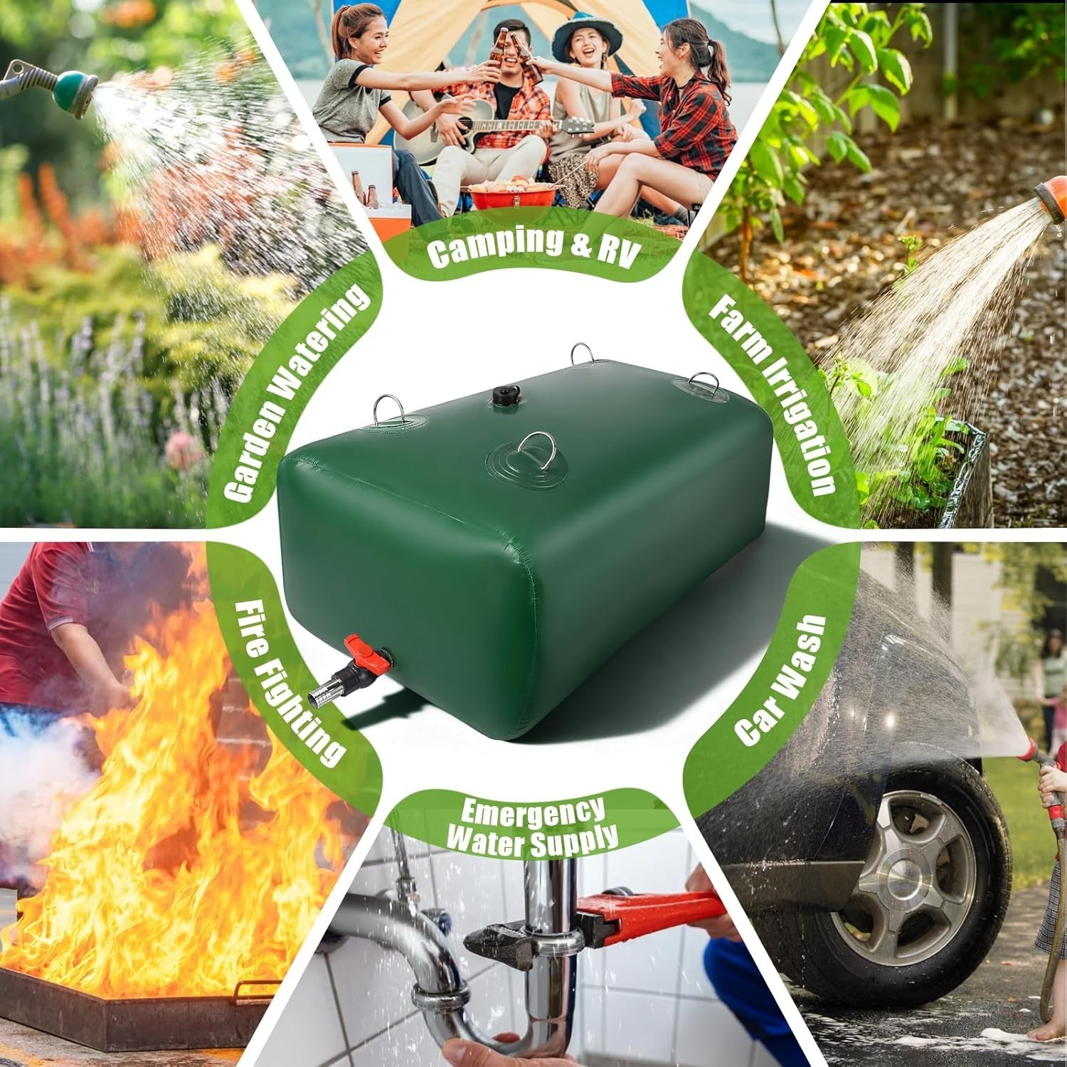 400 L/105.7 Gallon Water Storage Bladder, Foldable Portable Water Bladder Tan...