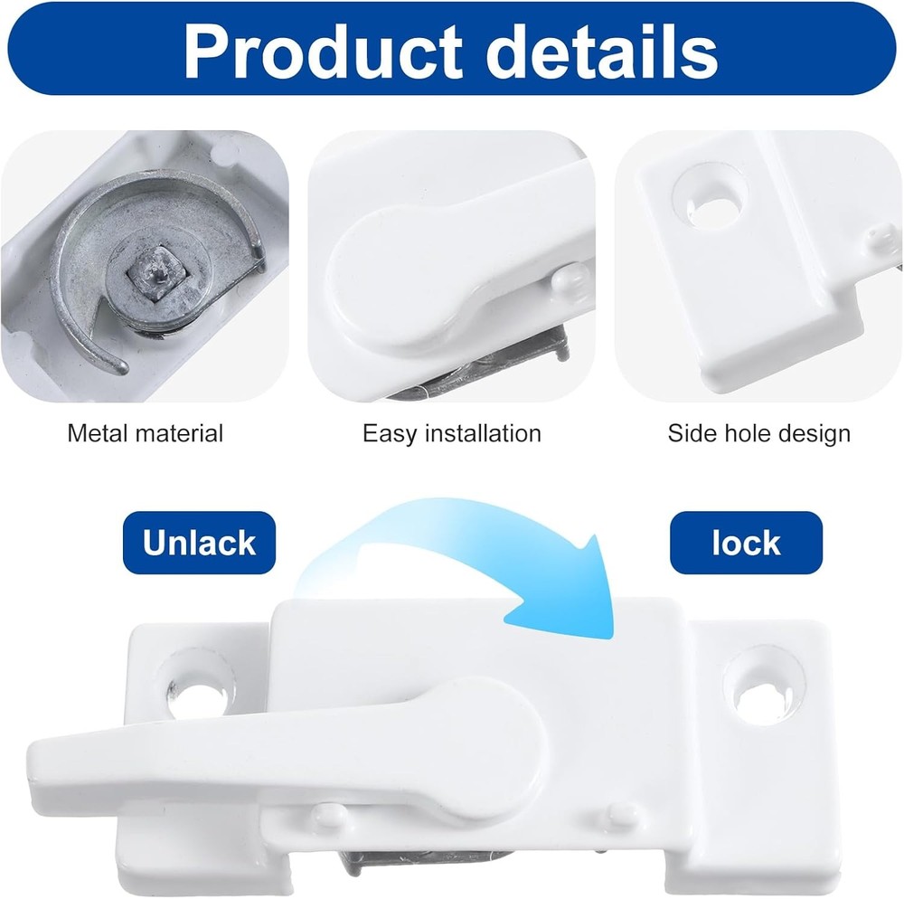 2 Pack Windows Sash Lock, White Cam Sash Lock Sliding Window Sashes Locks for Si