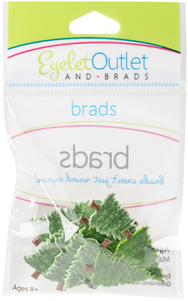 Eyelet Outlet Shape Brads 12/Pkg-Pine Tree