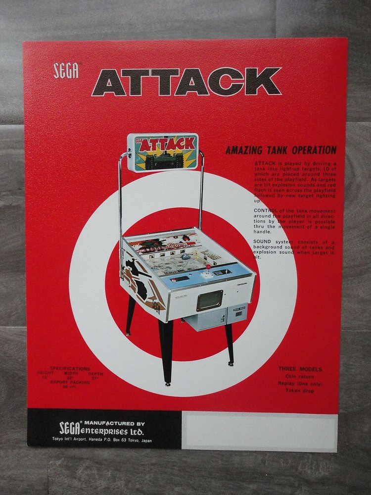 Attack Arcade Machine Flyer Original Sega Brochure