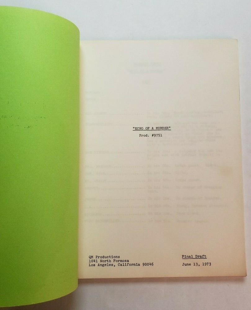BARNABY JONES / 1973 TV Script STEFANIE POWERS & WAYNE ROGERS "Echo of a Murder"