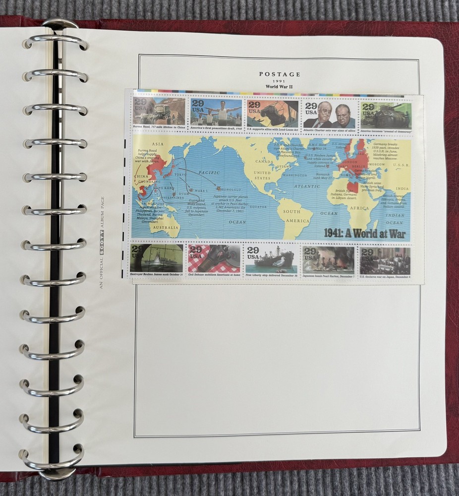 Scott US Platinum Hingeless Album & Slip Case $101+ FV - 299 Stamps - VOLUME 7