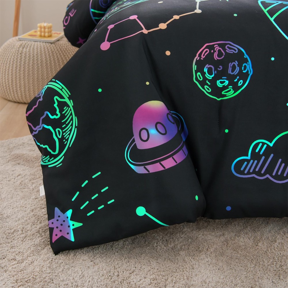 Space Bedding Twin Bed Comforter Rocket Bedding Set Super Soft & Cute Aliens ...