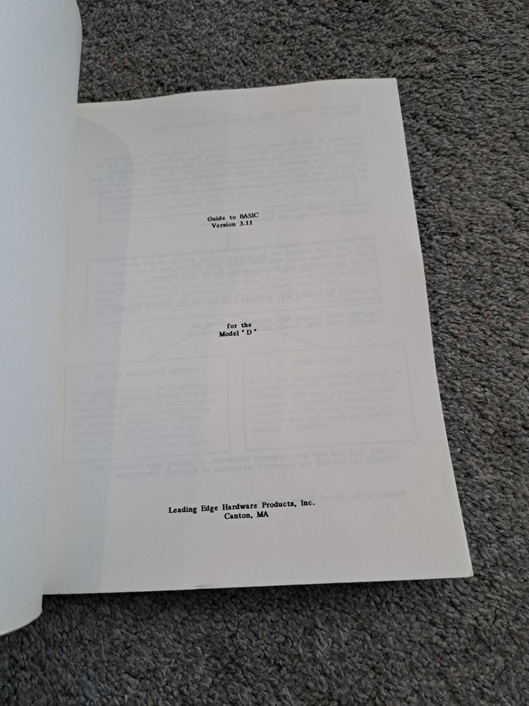 Guide to BASIC Version 3.11 Model D Leading Edge Hardware Products 1986