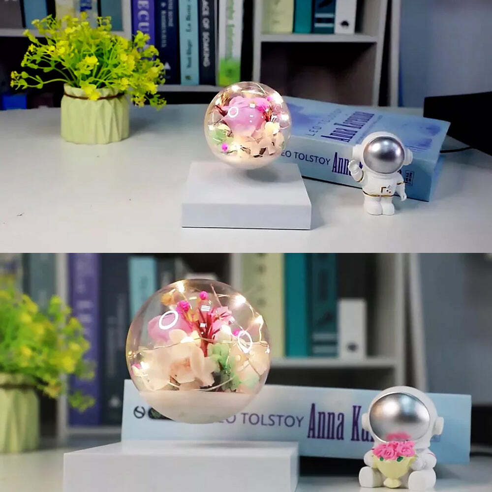 Eternal levitation lamp rose design with LED light