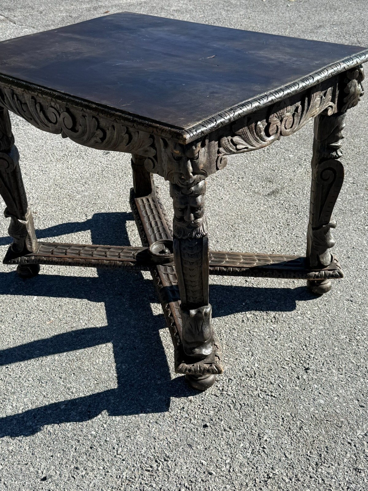 Antique 1800s carved black forest baroque Rennaissance table Carved Victorian