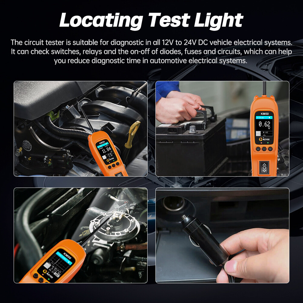 KM50 Electrical Circuit Tester Power Detection Auto 12V 24V Powerscan Voltmeter