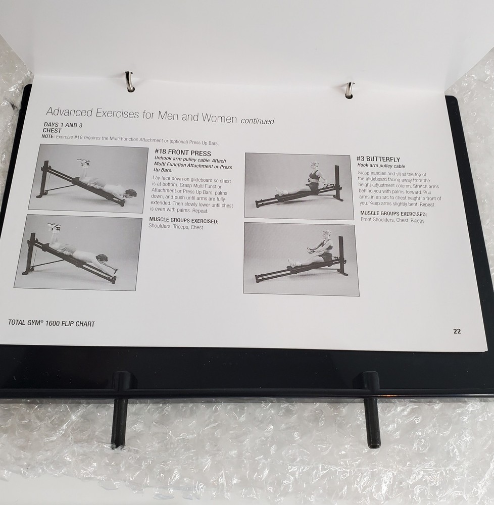 Total Gym 1600 Exercise Flip Chart with Tower Insert Holder