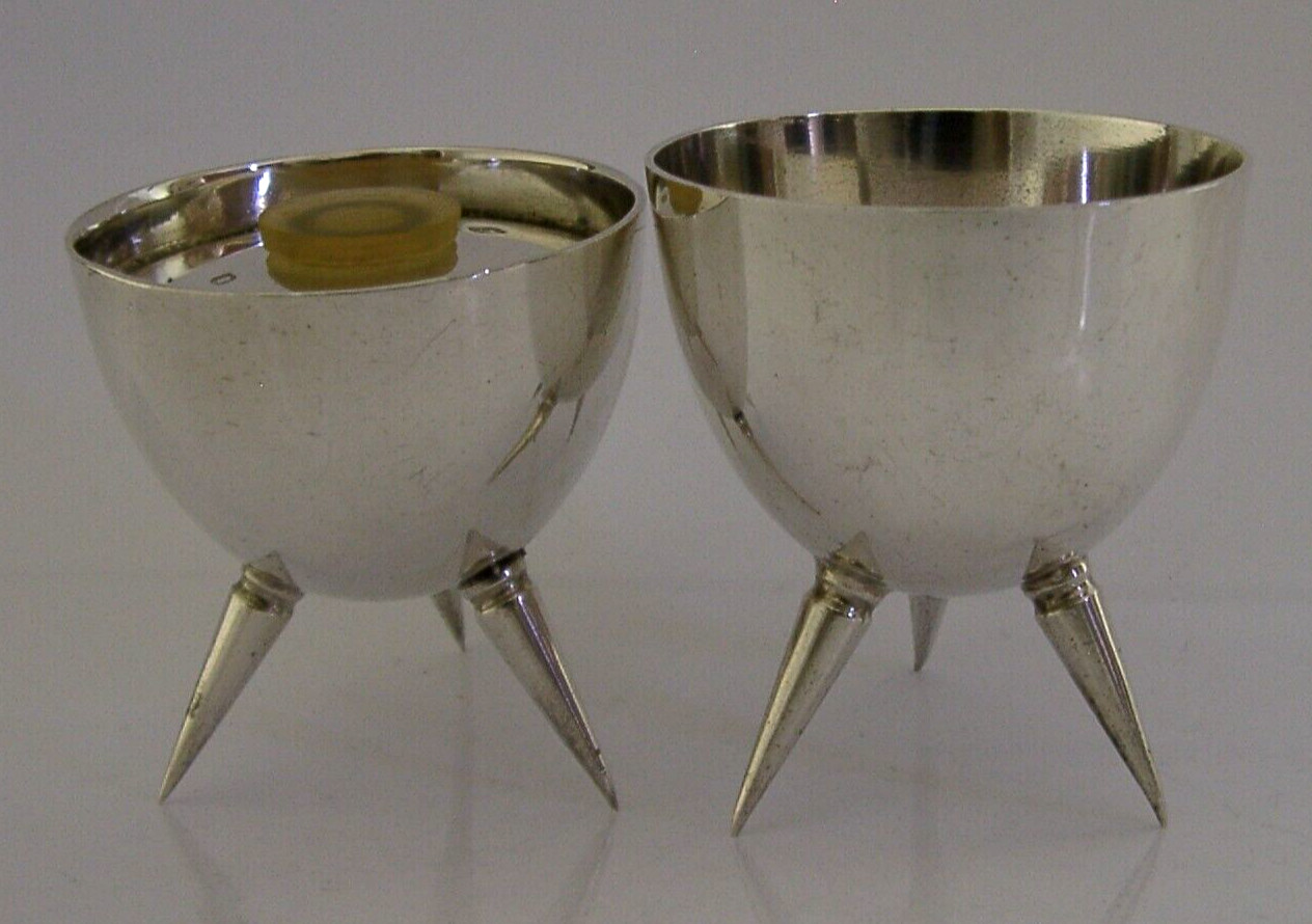 SUPERB MID CENTURY MODERN STERLING SILVER SALT PEPPER CRUET SET 1996/97 118g