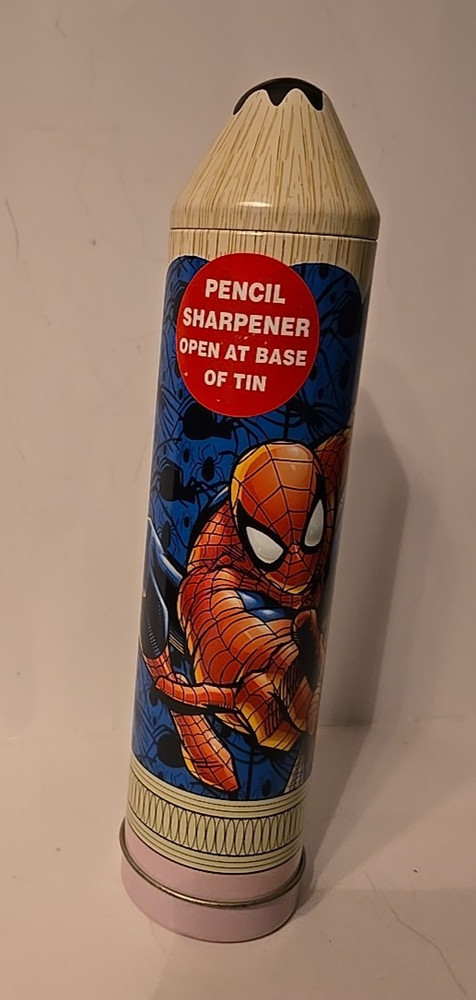 Spider-Man Metal Pencil Case with Sharpener, Ruler - 2001 Marvel Comics