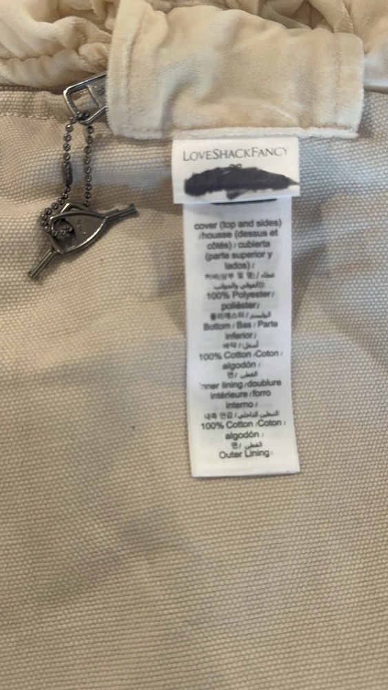 Pottery Barn Teen Large LoveShackFancy Smocked Velvet Bean Bag Chair Cover Only