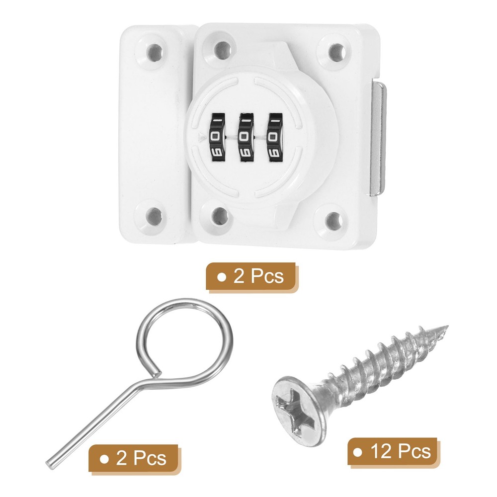 2Pcs Combination Cabinet Latch Mechanical Keyless Password Lock White