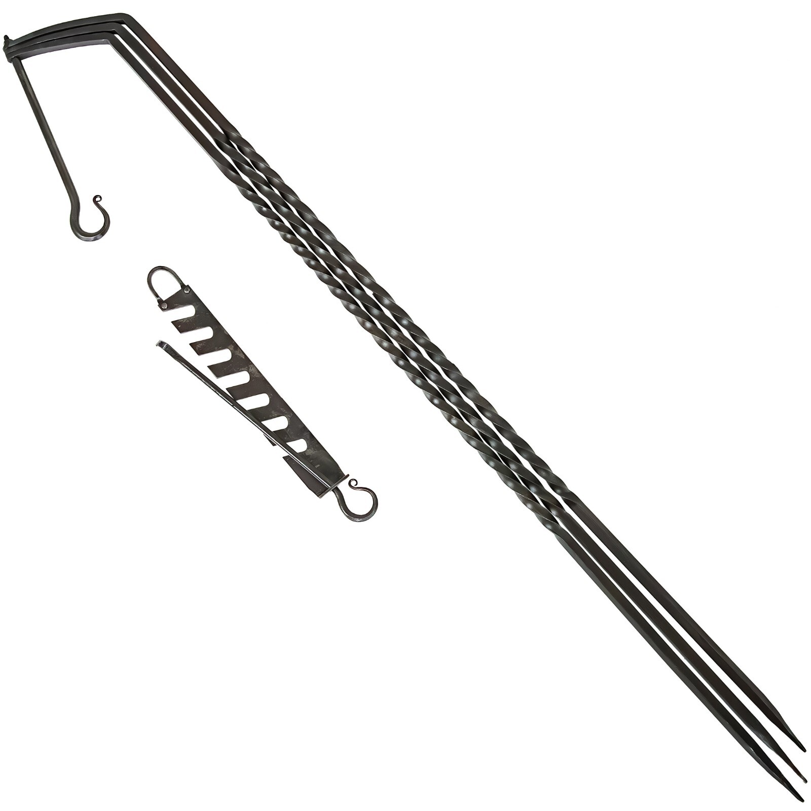 56.5 Inch Medieval Outdoor Camping Forged Iron Tripod w/ Adjustable Pot Hook