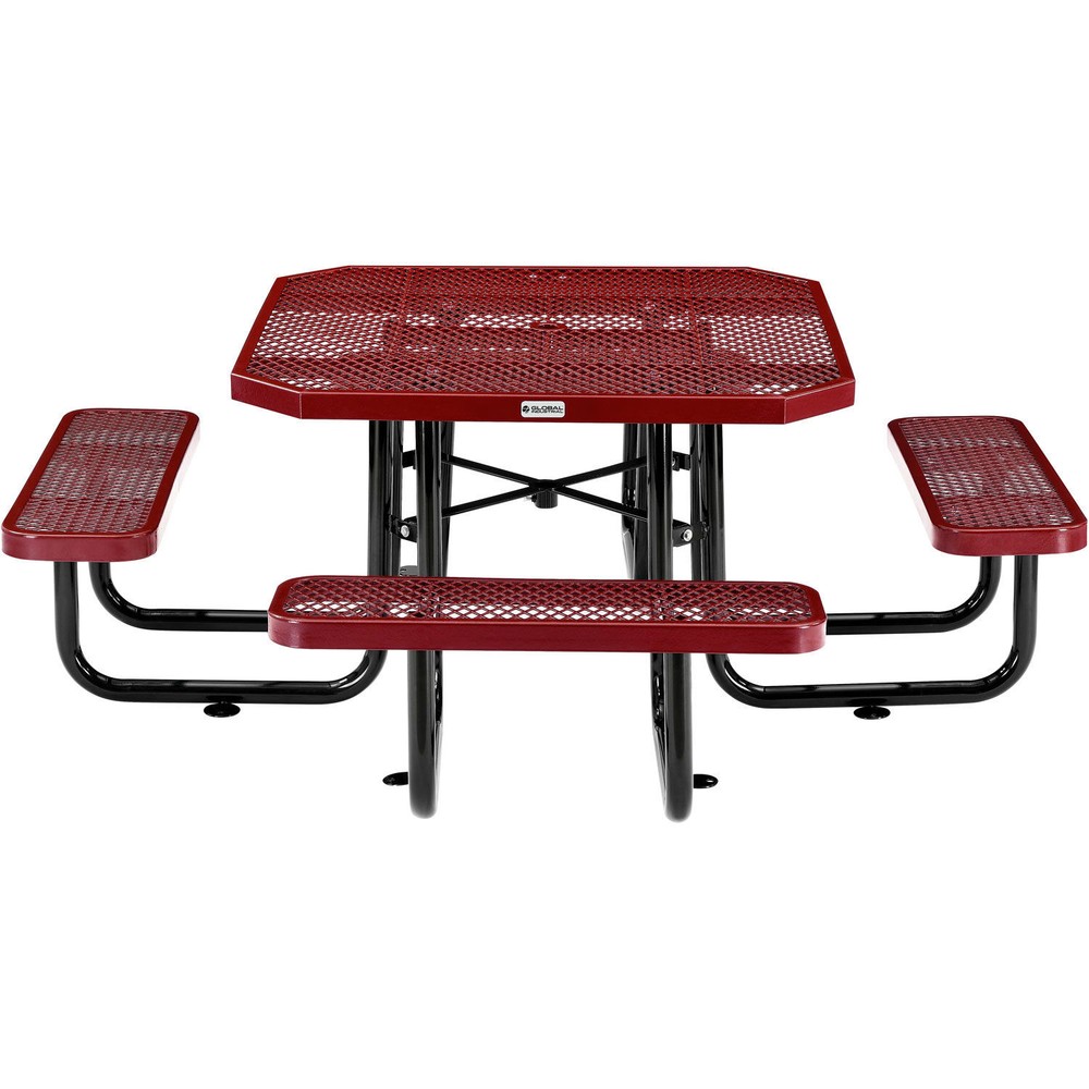 Global Industrial 46" Octagonal Picnic Table Expanded Metal Red