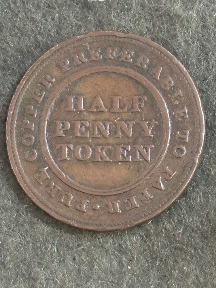 1813 Nova Scotia Canada - Trade & Navigation Ship - Half Penny Token
