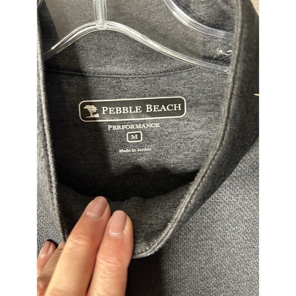 Pebble Beach Performance Mens Quarter Zip Pullover Long Sleeve Gray Medium Golf