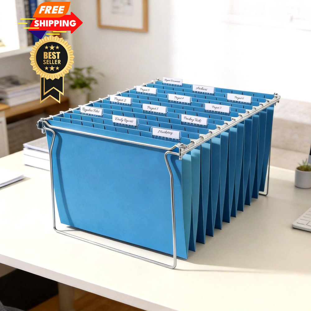 SUNEE 25 Pack Hanging File Folders, Blue Folders