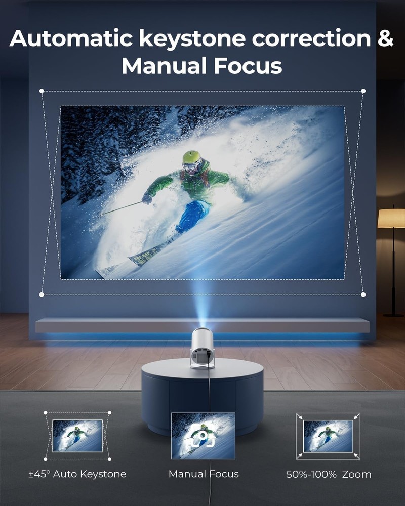 Ultra-Portable Mini Projector - 180° Rotating, WiFi & Bluetooth Connectivity