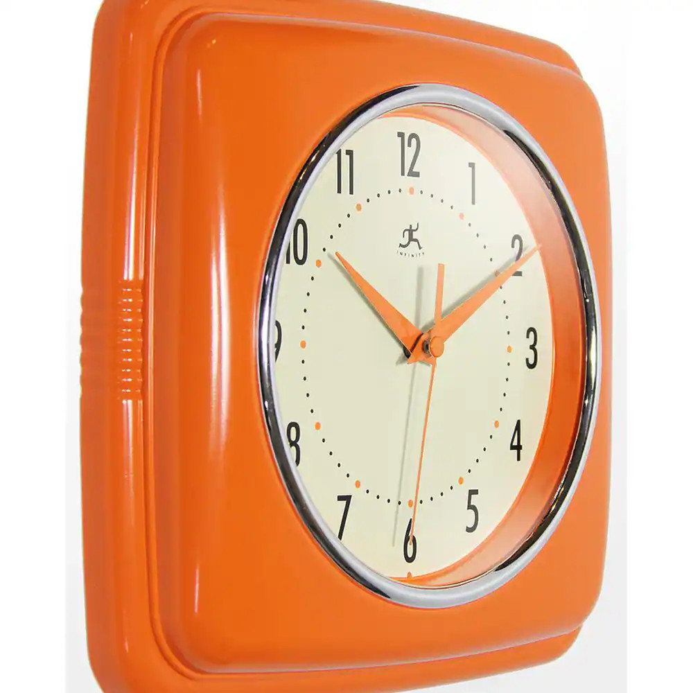Square Retro Orange Wall Clock