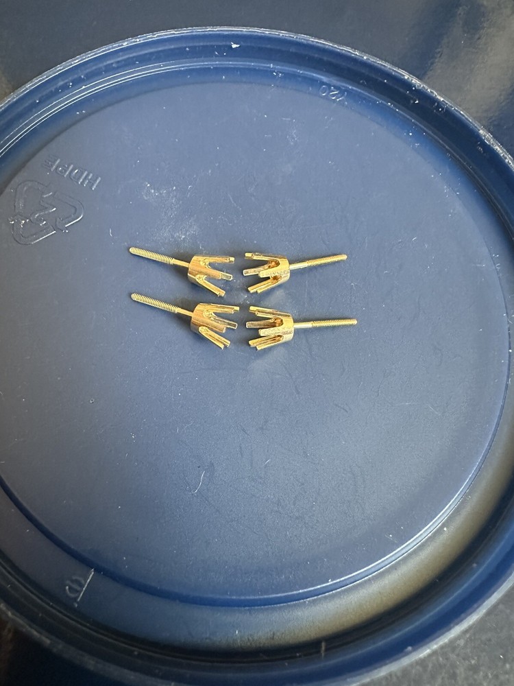 1.25ct yellow gold round stud earring mounting setting screw back post 6 prong