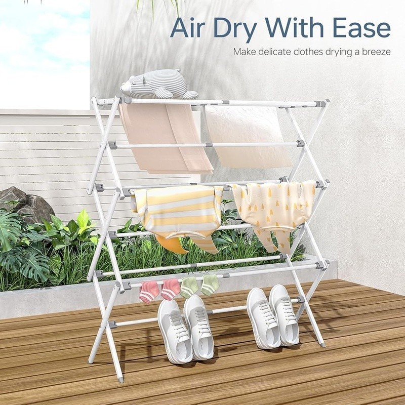 Expandable Foldable Clothes Drying Rack Indoor Outdoor Laundry Easy Assembly New
