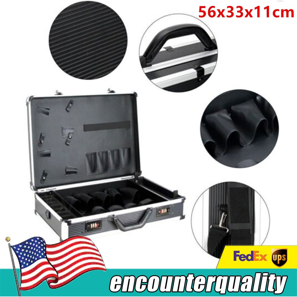 Barber Stylist Suitcase + Code Lock Barber Tool Carrying Case Organizer Black US