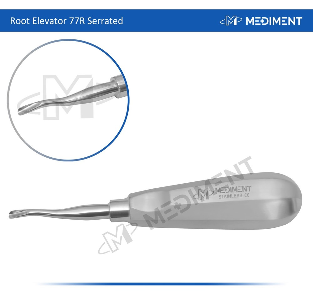 X2 German Root Elevator 77R Dental Instruments (Serrated) Light Handle Stainless