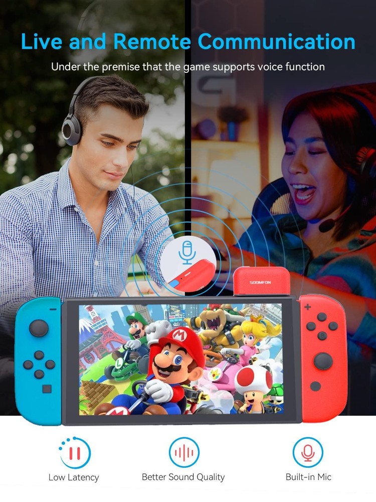 Bluetooth Transmitter Wireless Audio Adapter for Nintendo Switch Lite 3.5mm Jack