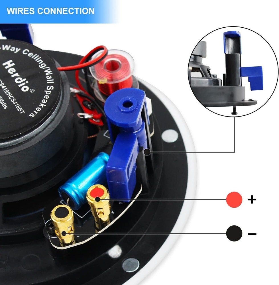 Herdio 4" Bluetooth Speaker Amplifier Kit Kitchen Wall Ceiling Speakers