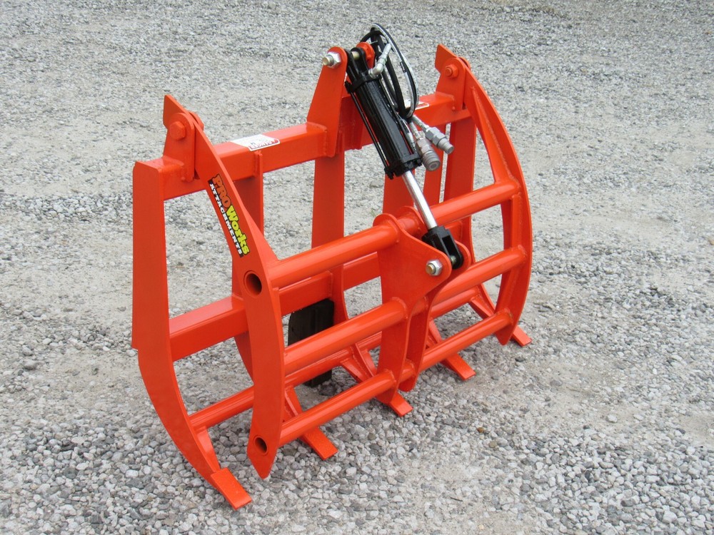 48" Compact Tractor Root Rake Clam Grapple Attachment Skid Steer Quick Attach