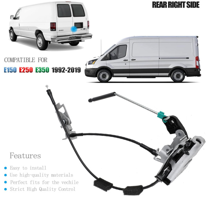 Rear Right Door Latch Assembly for Ford E150 E250 E350 Van 1992-2019