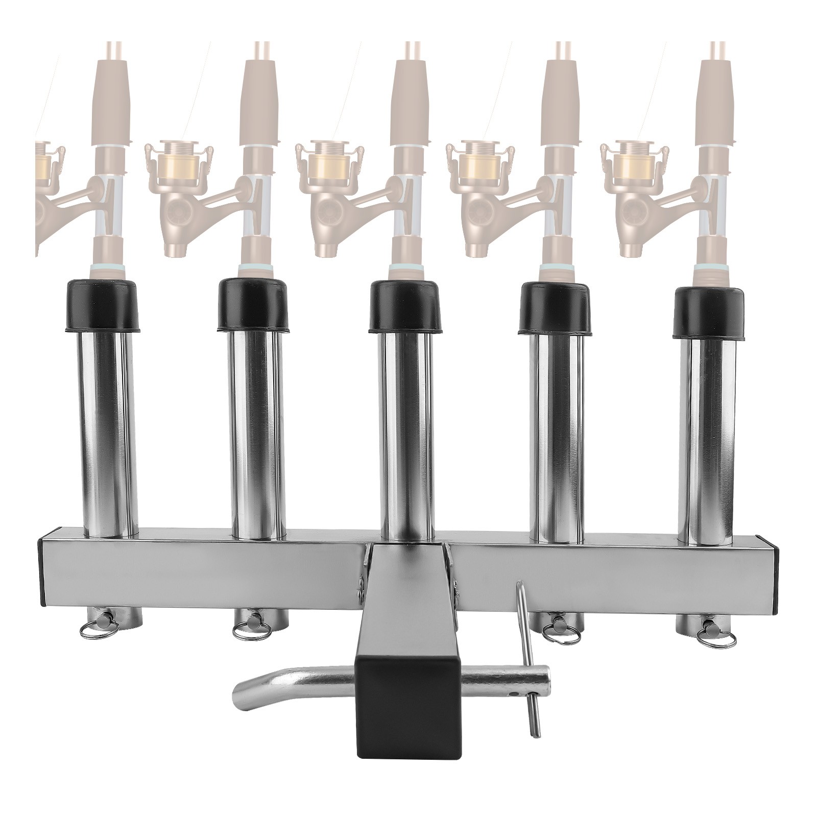 Truck Hitch Car Fishing Rod Holder For 2" Hitch Receiver Mount 6 Tube Stainless