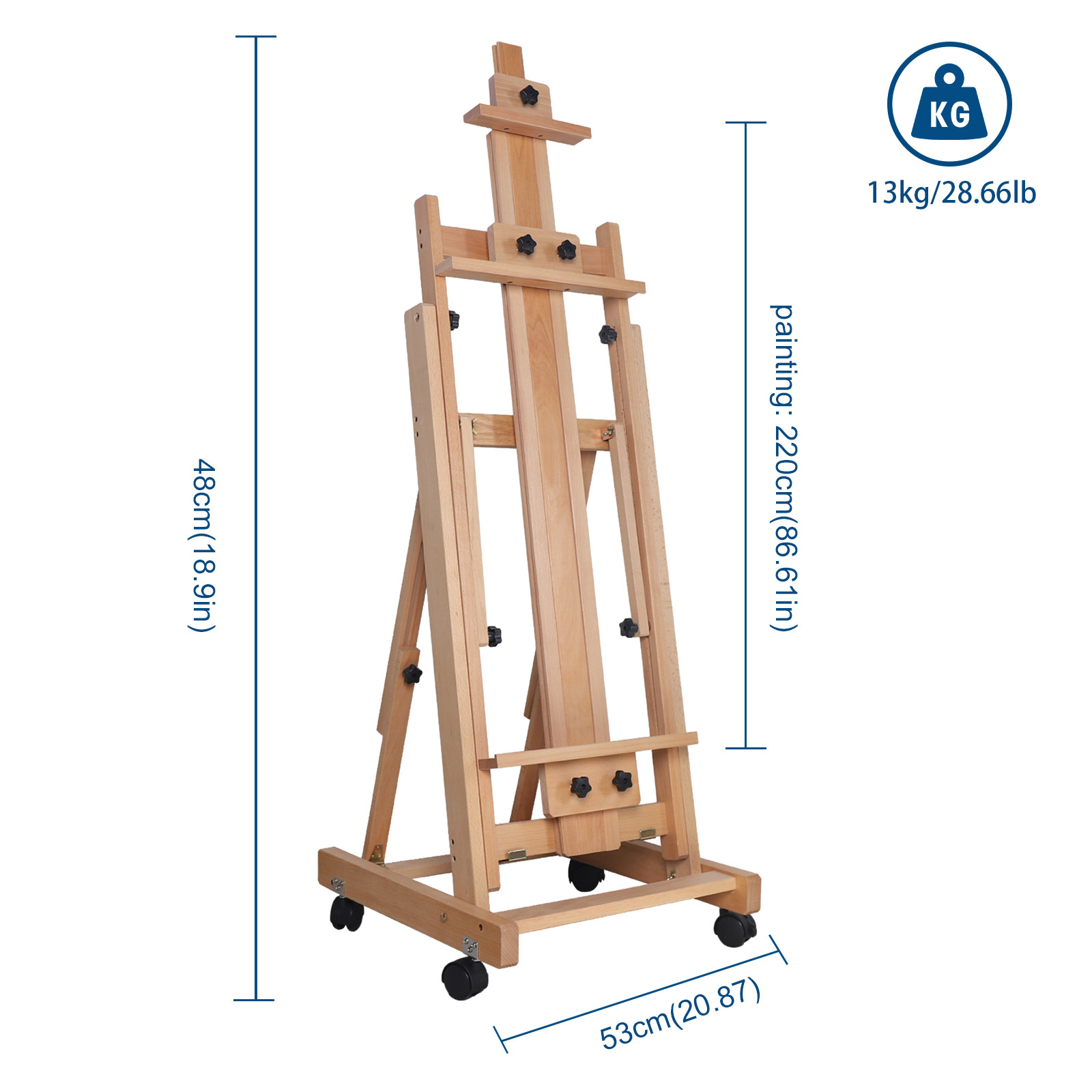 Large Heavy-Duty Studio Artist Easel H-Frame Wood Painting Art Easel Standing